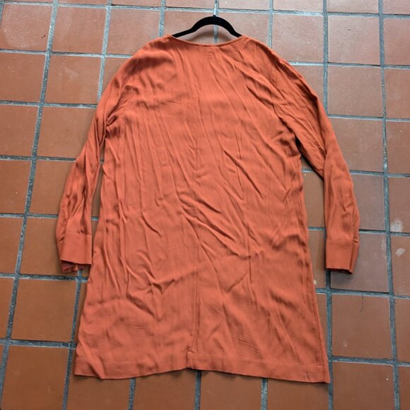 Madewell Heather Long Sleeve Button-down Dress, Rust Red, Size Large - Picture 9 of 13